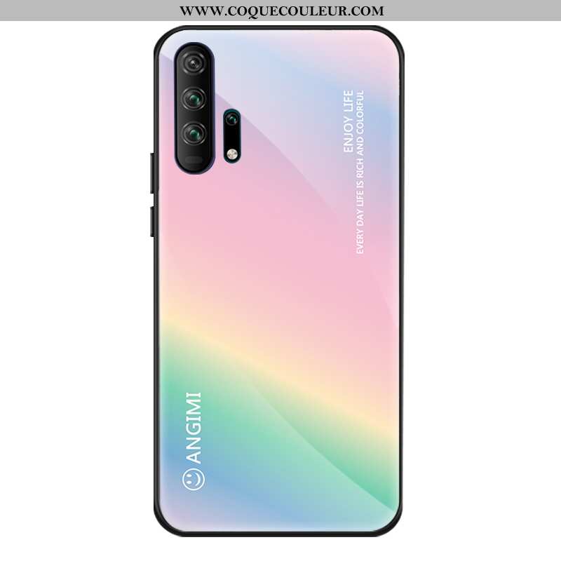 Étui Honor 20 Pro Verre Silicone Étui, Coque Honor 20 Pro Personnalité Couleur Unie Rose