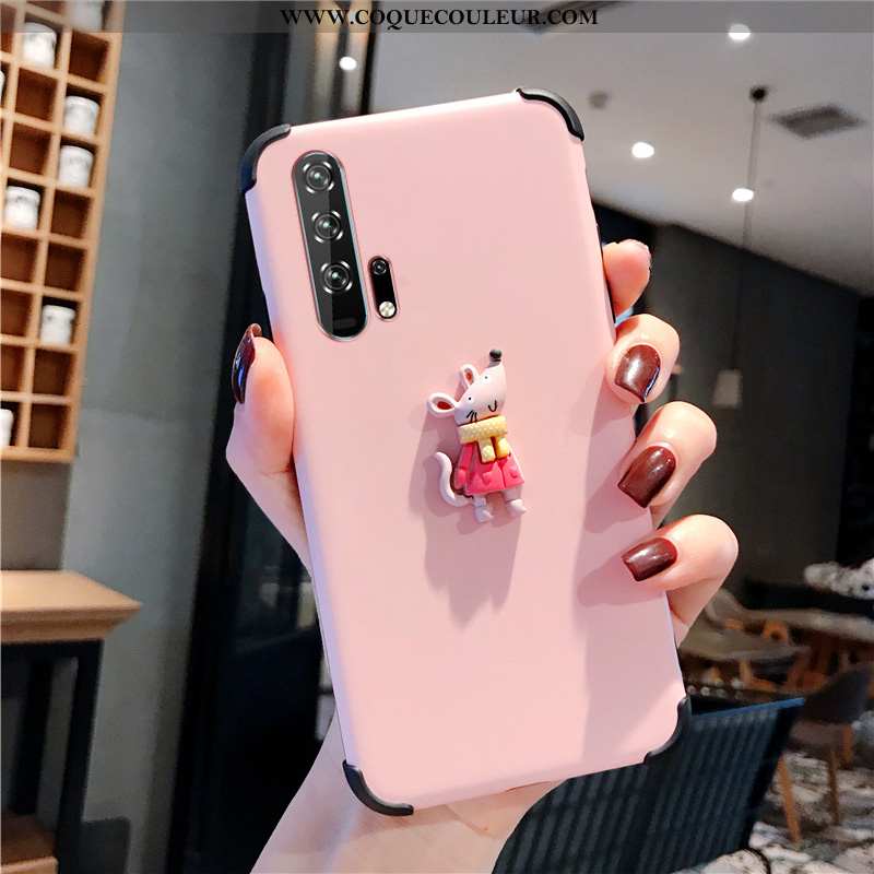 Housse Honor 20 Pro Créatif Protection Simple, Étui Honor 20 Pro Dessin Animé Dimensionnel Rose