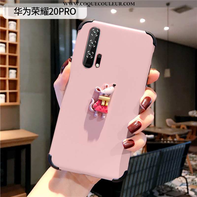 Housse Honor 20 Pro Créatif Protection Simple, Étui Honor 20 Pro Dessin Animé Dimensionnel Rose