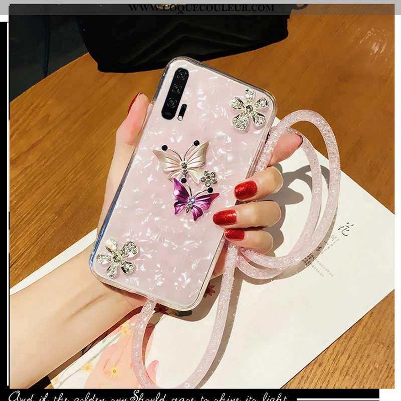 Coque Honor 20 Pro Protection Dessin Animé Rose, Housse Honor 20 Pro Ornements Suspendus Étui Rose