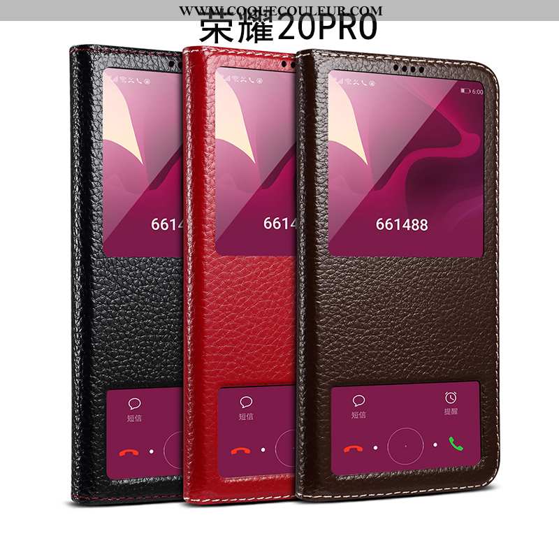 Housse Honor 20 Pro Protection Tout Compris Marron, Étui Honor 20 Pro Cuir Véritable Business Marron