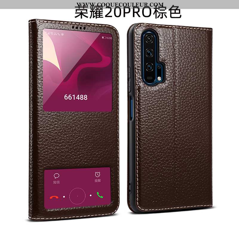 Housse Honor 20 Pro Protection Tout Compris Marron, Étui Honor 20 Pro Cuir Véritable Business Marron