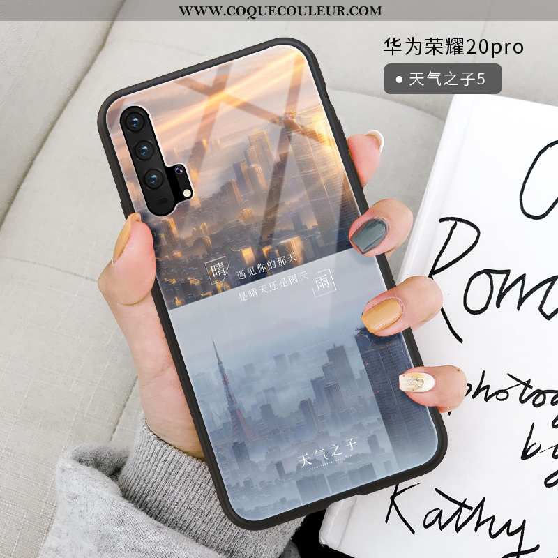 Étui Honor 20 Pro Verre Protection Gris, Coque Honor 20 Pro Personnalité Téléphone Portable Gris