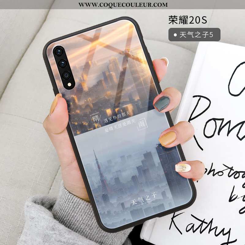 Étui Honor 20 Pro Verre Protection Gris, Coque Honor 20 Pro Personnalité Téléphone Portable Gris