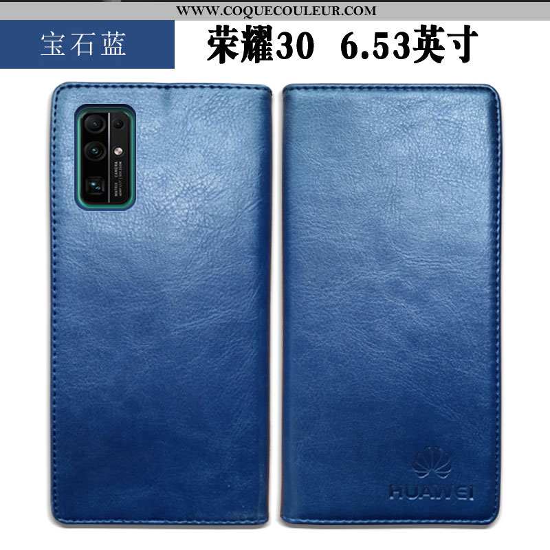 Coque Honor 30 Cuir Incassable Bleu Marin, Housse Honor 30 Protection Tout Compris Bleu Foncé