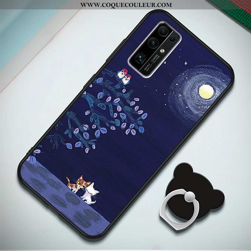 Housse Honor 30 Protection Nouveau Incassable, Étui Honor 30 Dessin Animé Coque Bleu Foncé