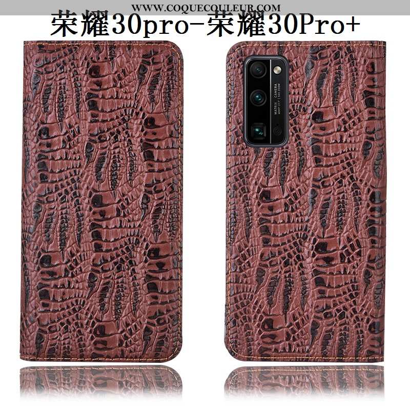 Coque Honor 30 Pro Cuir Véritable Tout Compris Étui, Housse Honor 30 Pro Protection Bleu