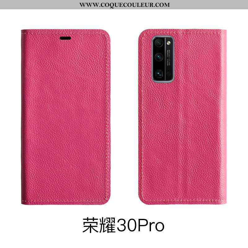 Coque Honor 30 Pro Modèle Fleurie Étui, Housse Honor 30 Pro Protection Cuir Véritable Rose