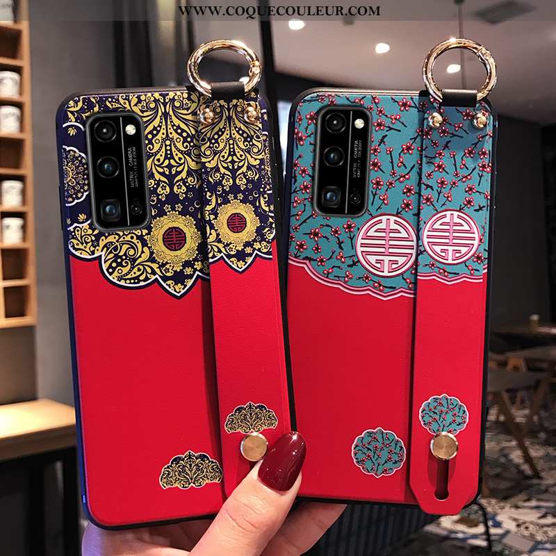 Coque Honor 30 Pro Silicone Créatif Étui, Housse Honor 30 Pro Personnalité Style Chinois Rouge