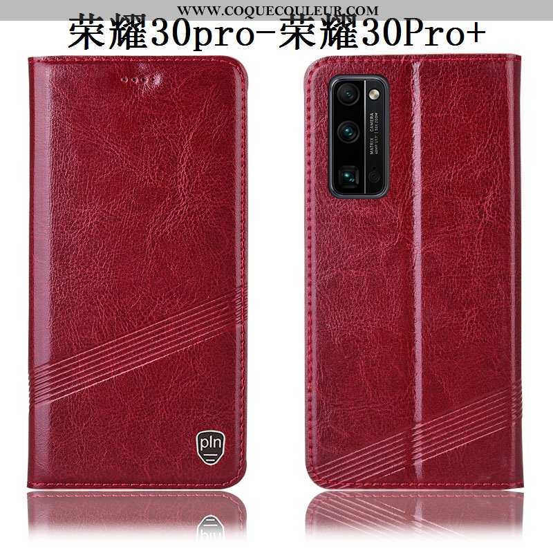 Étui Honor 30 Pro Protection Vin Rouge Étui, Coque Honor 30 Pro Cuir Véritable Incassable Bordeaux