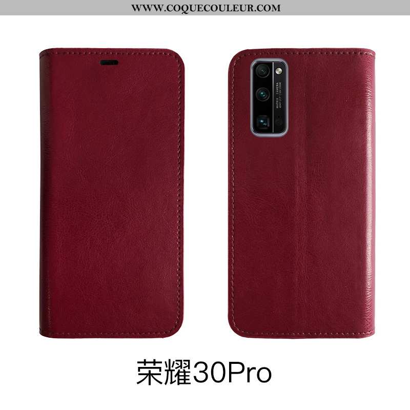 Housse Honor 30 Pro Vintage Difficile Protection, Étui Honor 30 Pro Fluide Doux Business Bordeaux