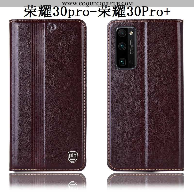 Housse Honor 30 Pro Cuir Véritable Incassable Coque, Étui Honor 30 Pro Protection Marron