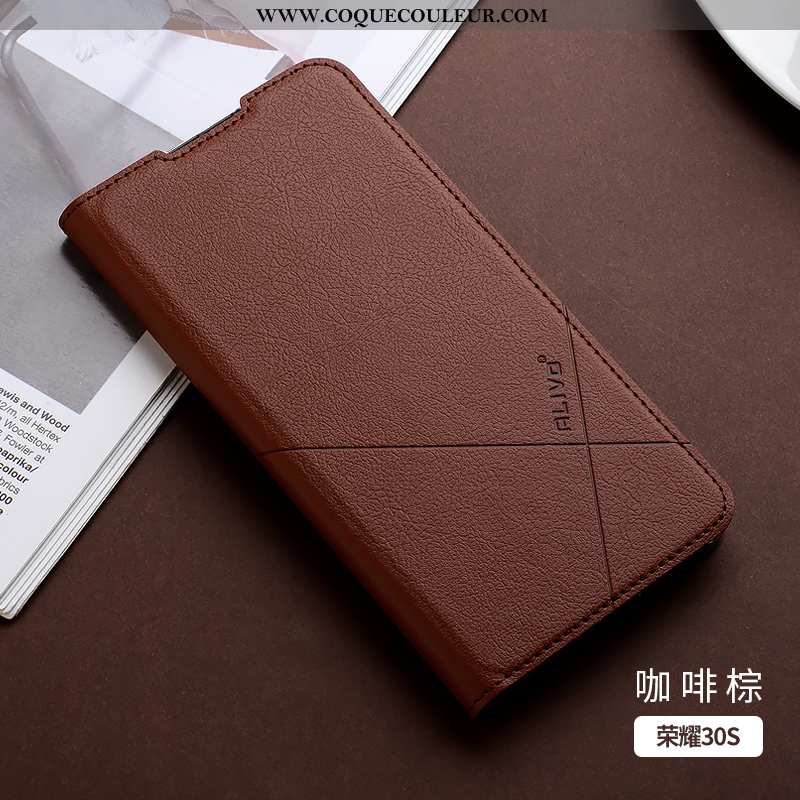 Étui Honor 30s Fluide Doux Téléphone Portable Marron, Coque Honor 30s Silicone Cuir Marron