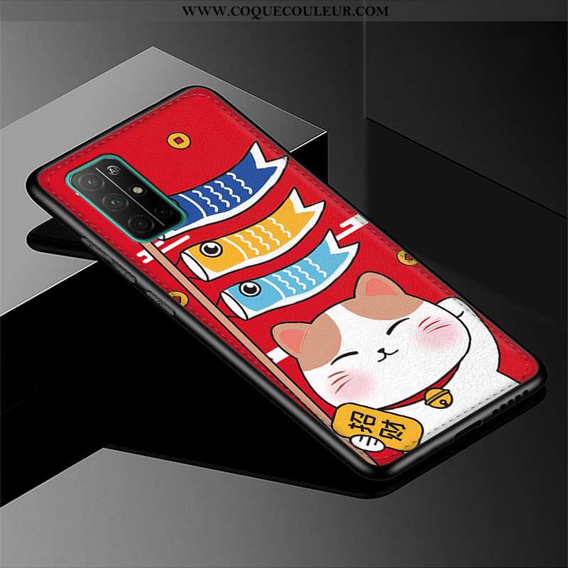 Coque Honor 30s Fluide Doux Tout Compris Étui, Housse Honor 30s Silicone Créatif Rouge