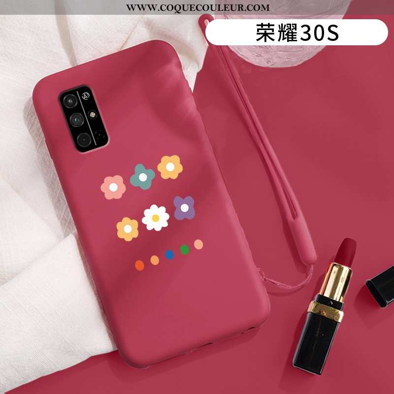 Étui Honor 30s Silicone Protection Amoureux, Coque Honor 30s Mode Net Rouge