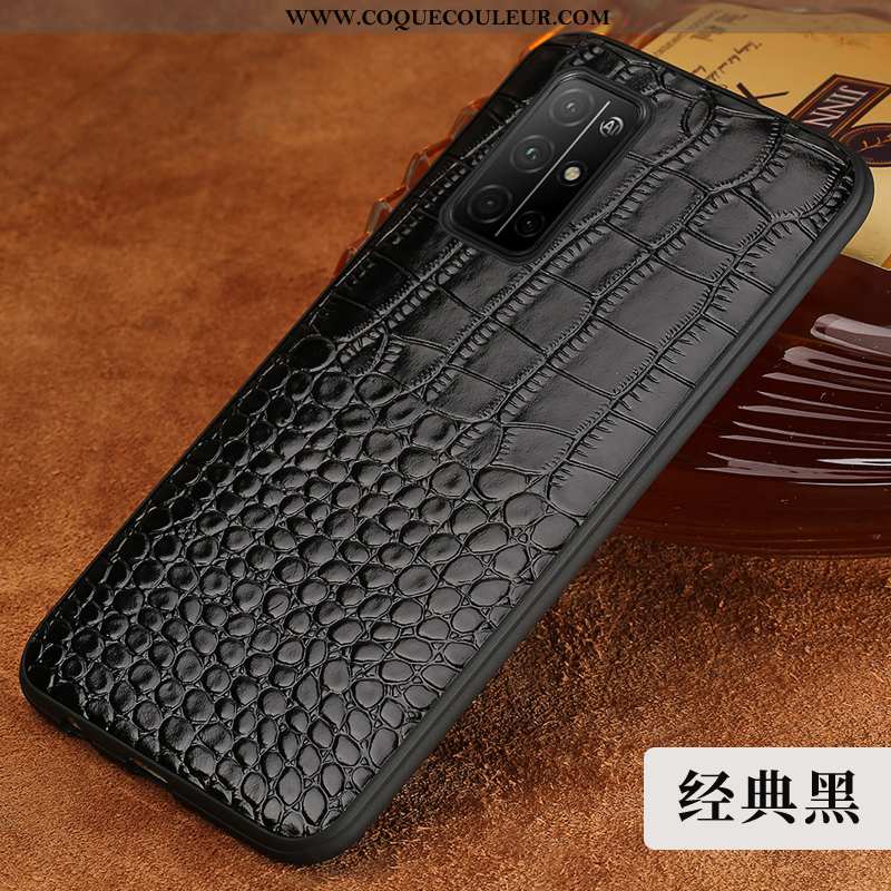 Étui Honor 30s Personnalité Business Cuir Véritable, Coque Honor 30s Créatif Tout Compris Noir