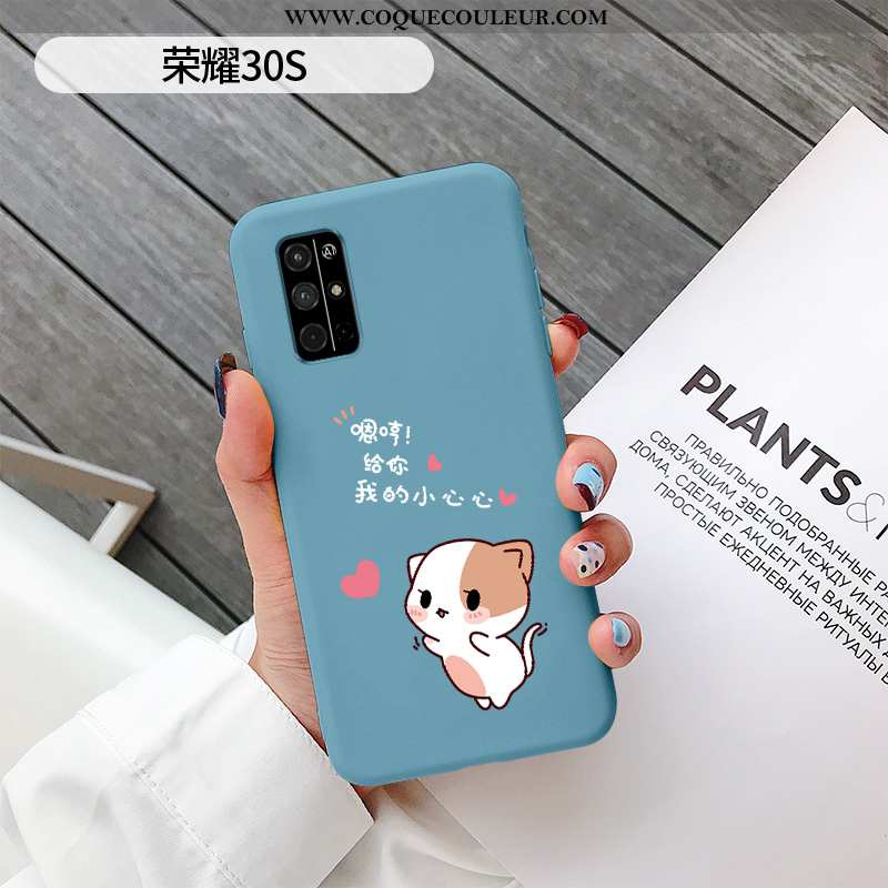 Coque Honor 30s Dessin Animé Bleu Étui, Housse Honor 30s Silicone Cœur