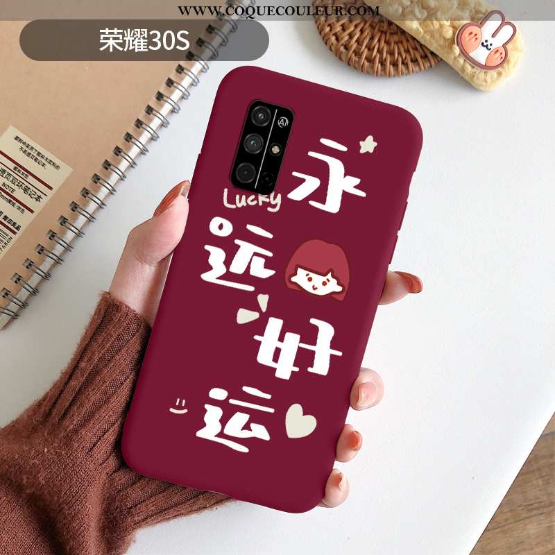 Coque Honor 30s Dessin Animé Incassable Rouge, Housse Honor 30s Silicone Protection Rouge