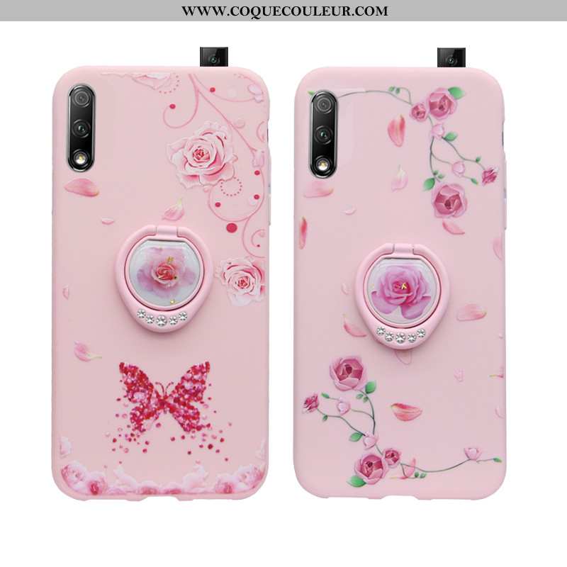 Coque Honor 9x Protection Rose, Housse Honor 9x Strass Support Rose