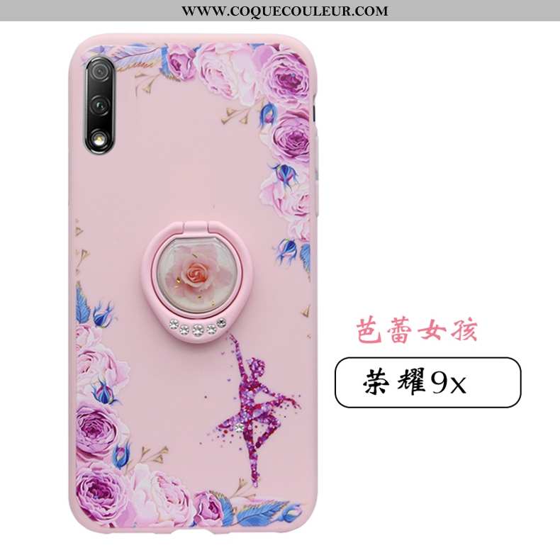 Coque Honor 9x Protection Rose, Housse Honor 9x Strass Support Rose