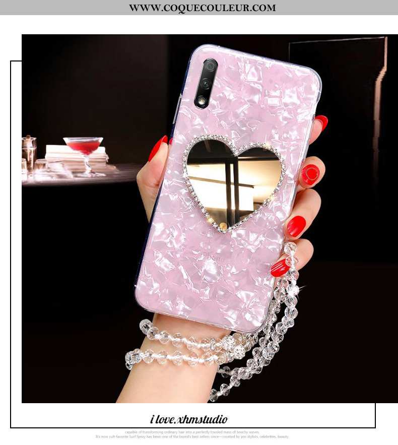 Coque Honor 9x Fluide Doux Rose Incruster Strass, Housse Honor 9x Silicone Tendance