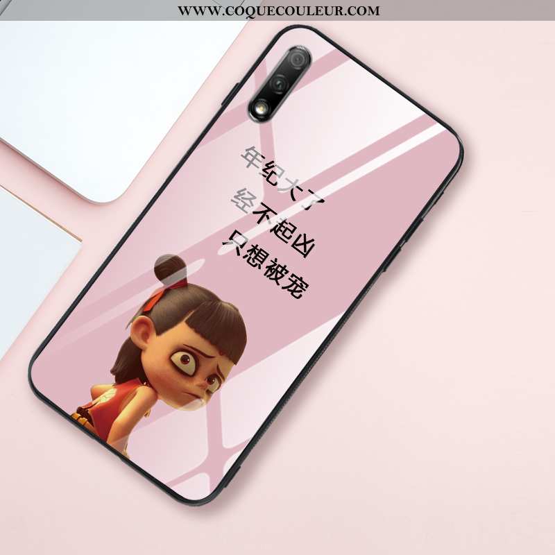 Housse Honor 9x Verre Miroir Incassable, Étui Honor 9x Tendance Silicone Rose