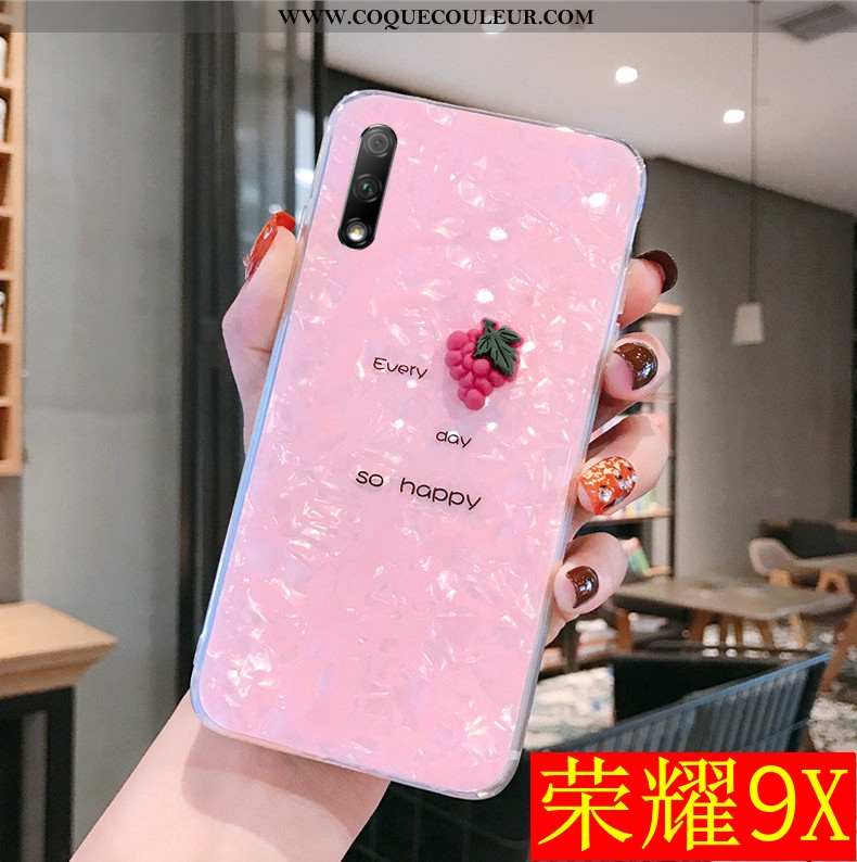 Étui Honor 9x Créatif Transparent Téléphone Portable, Coque Honor 9x Modèle Fleurie Coquille Rose