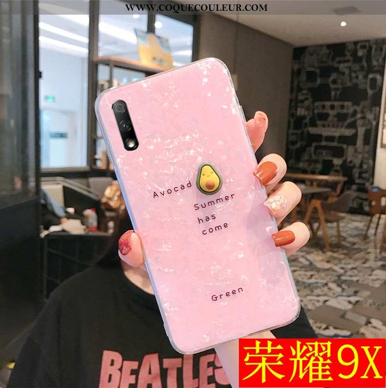 Étui Honor 9x Créatif Transparent Téléphone Portable, Coque Honor 9x Modèle Fleurie Coquille Rose