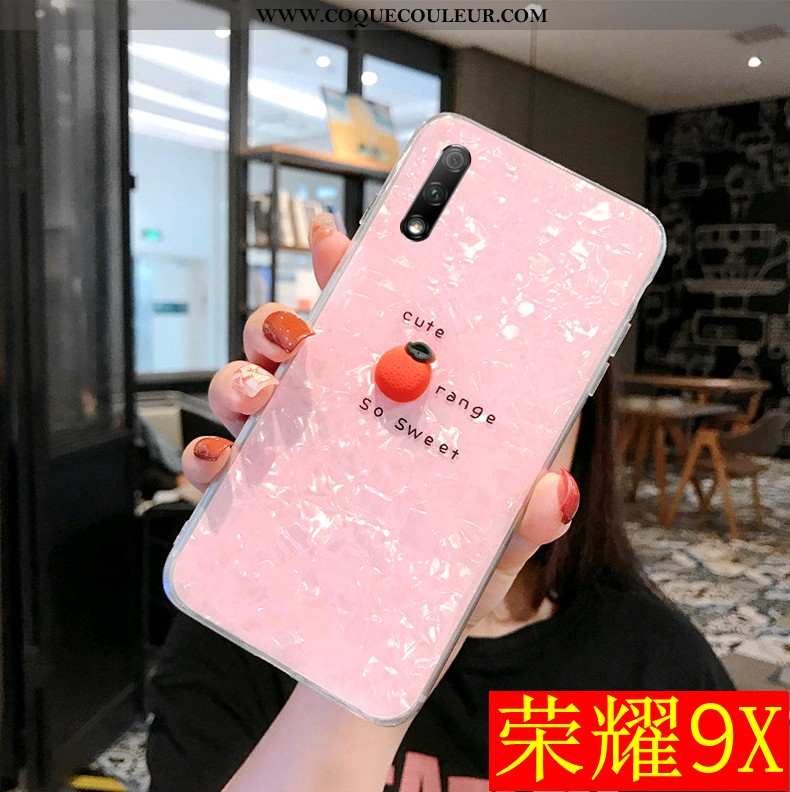 Étui Honor 9x Créatif Transparent Téléphone Portable, Coque Honor 9x Modèle Fleurie Coquille Rose