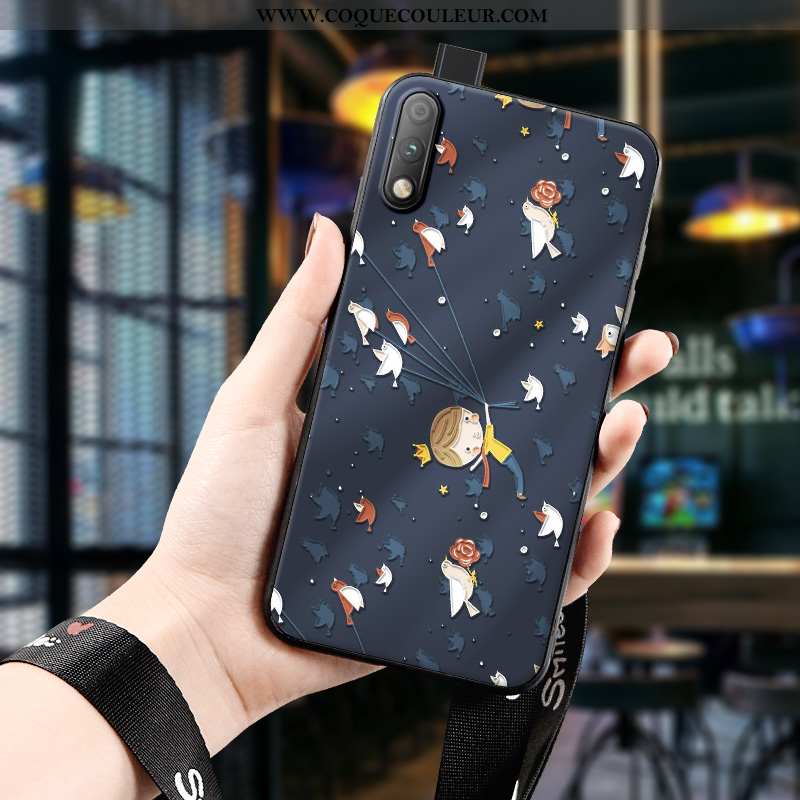 Étui Honor 9x Fluide Doux Dessin Animé Coque, Coque Honor 9x Protection Dimensionnel Bleu Foncé