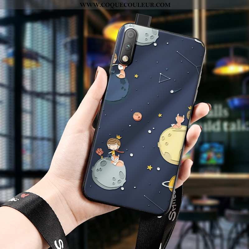 Étui Honor 9x Fluide Doux Dessin Animé Coque, Coque Honor 9x Protection Dimensionnel Bleu Foncé