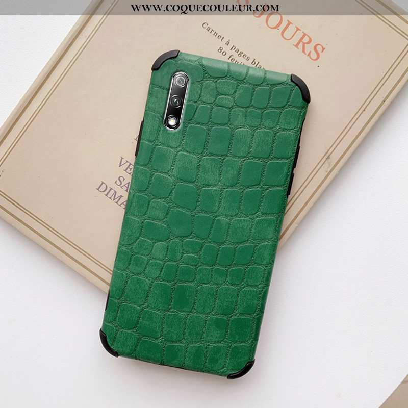 Coque Honor 9x Protection Vent Amoureux, Housse Honor 9x Personnalité Cuir Verte