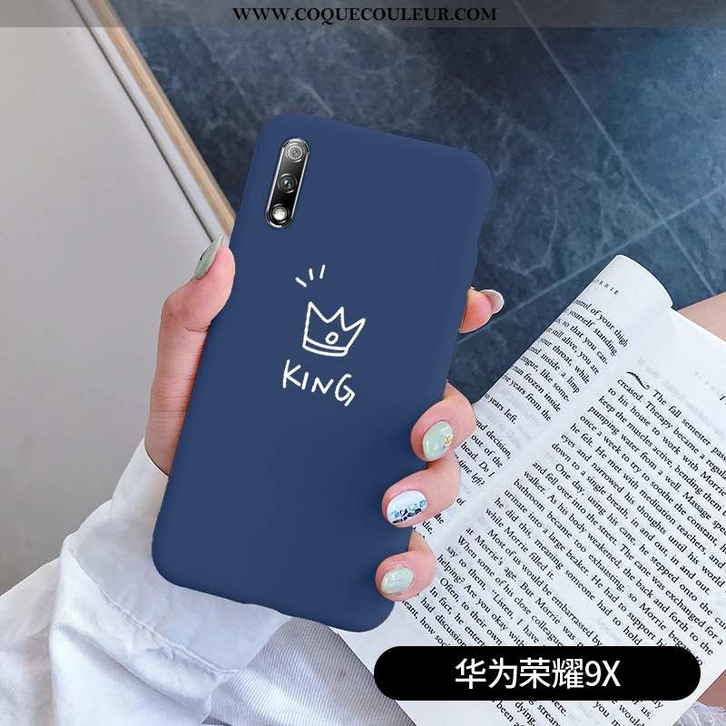 Étui Honor 9x Mode Fluide Doux Amoureux, Coque Honor 9x Protection Silicone Bleu