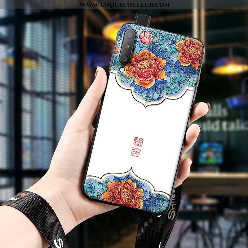 Housse Honor 9x Pro Protection Fluide Doux Vintage, Étui Honor 9x Pro Gaufrage Blanc Blanche