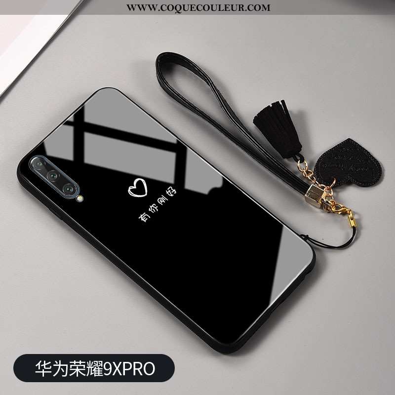 Coque Honor 9x Pro Verre Frais Simple, Housse Honor 9x Pro Personnalité Vent Noir