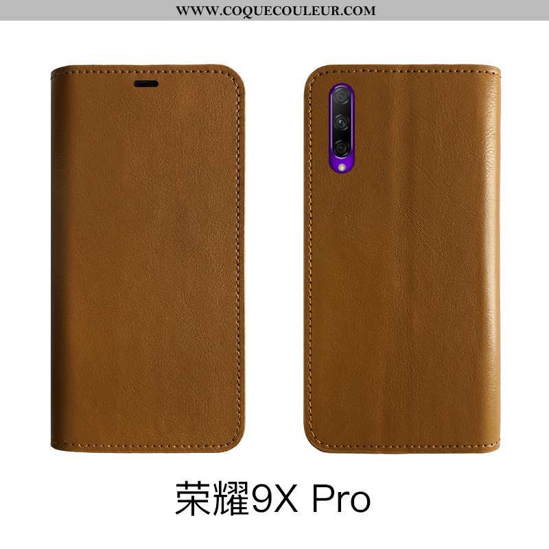 Étui Honor 9x Pro Protection Coque Étui, Honor 9x Pro Cuir Véritable Fluide Doux Noir