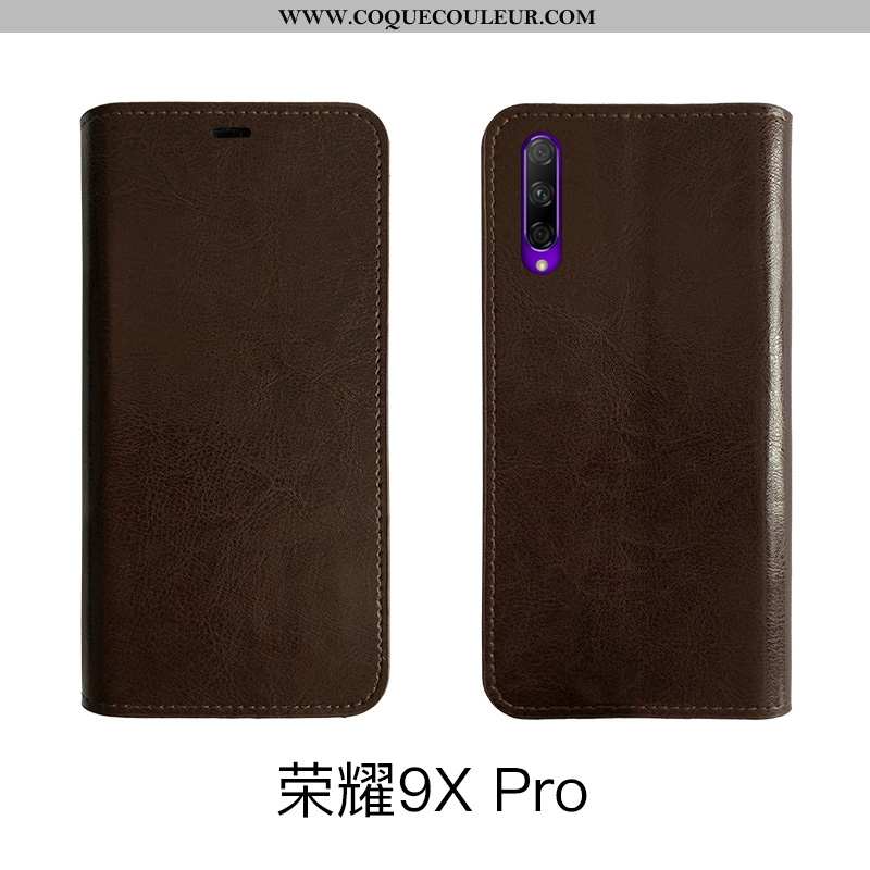 Étui Honor 9x Pro Protection Coque Étui, Honor 9x Pro Cuir Véritable Fluide Doux Noir