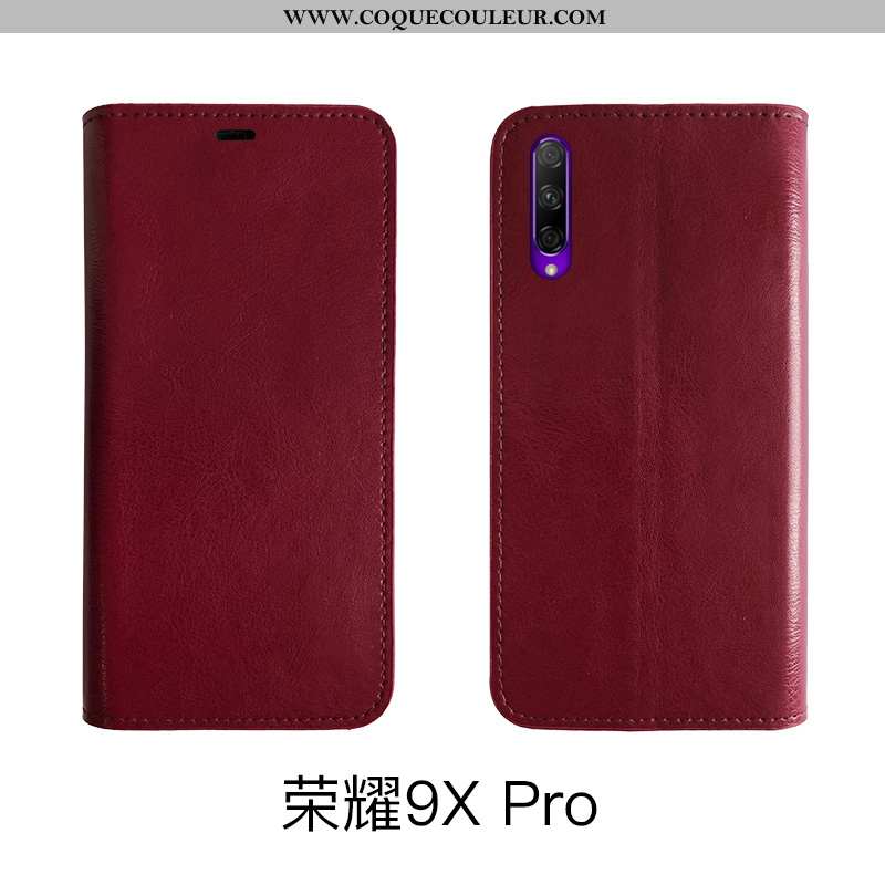 Étui Honor 9x Pro Protection Coque Étui, Honor 9x Pro Cuir Véritable Fluide Doux Noir