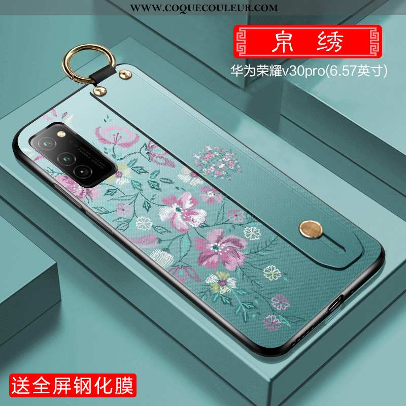 Housse Honor View30 Pro Ultra Coque Tout Compris, Étui Honor View30 Pro Légère Style Chinois Verte