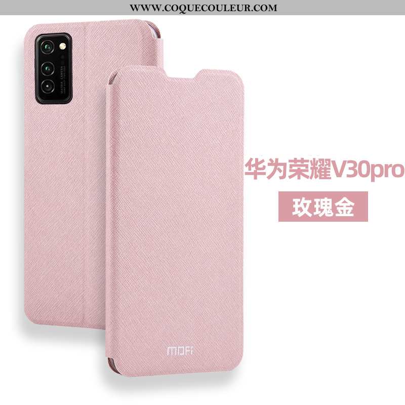 Étui Honor View30 Pro Protection Tout Compris Rose, Coque Honor View30 Pro Cuir Clamshell Rose