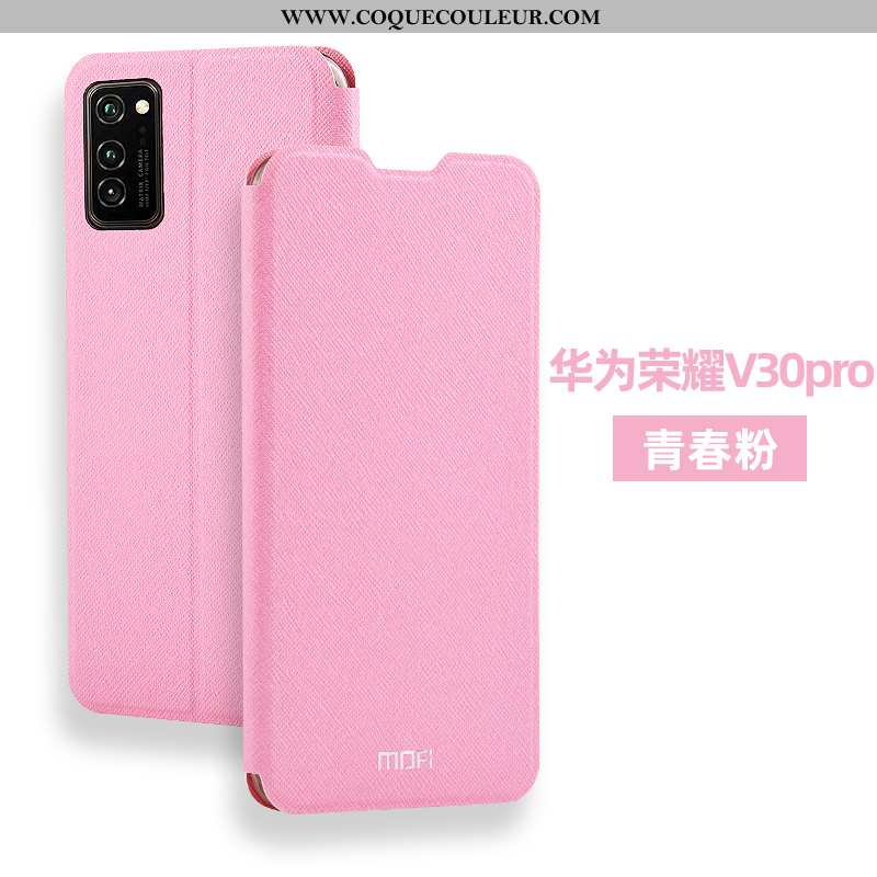 Étui Honor View30 Pro Protection Tout Compris Rose, Coque Honor View30 Pro Cuir Clamshell Rose