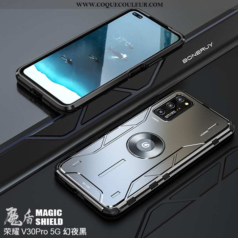 Étui Honor View30 Pro Métal Support Protection, Coque Honor View30 Pro Délavé En Daim Créatif Blanch