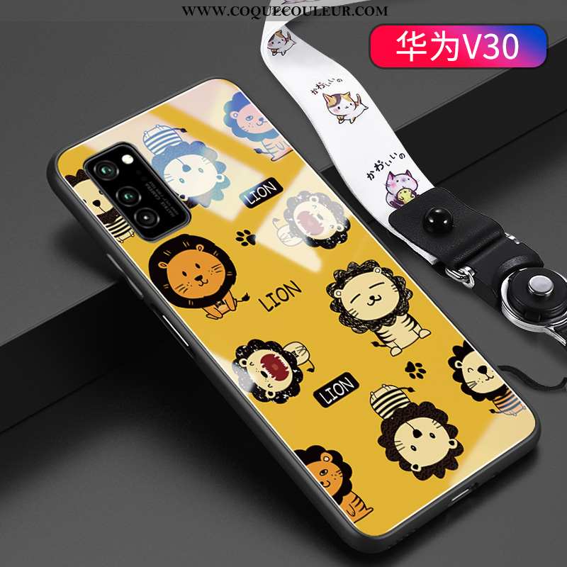 Coque Honor View30 Pro Dessin Animé Tout Compris Jaune, Housse Honor View30 Pro Charmant Verre Jaune