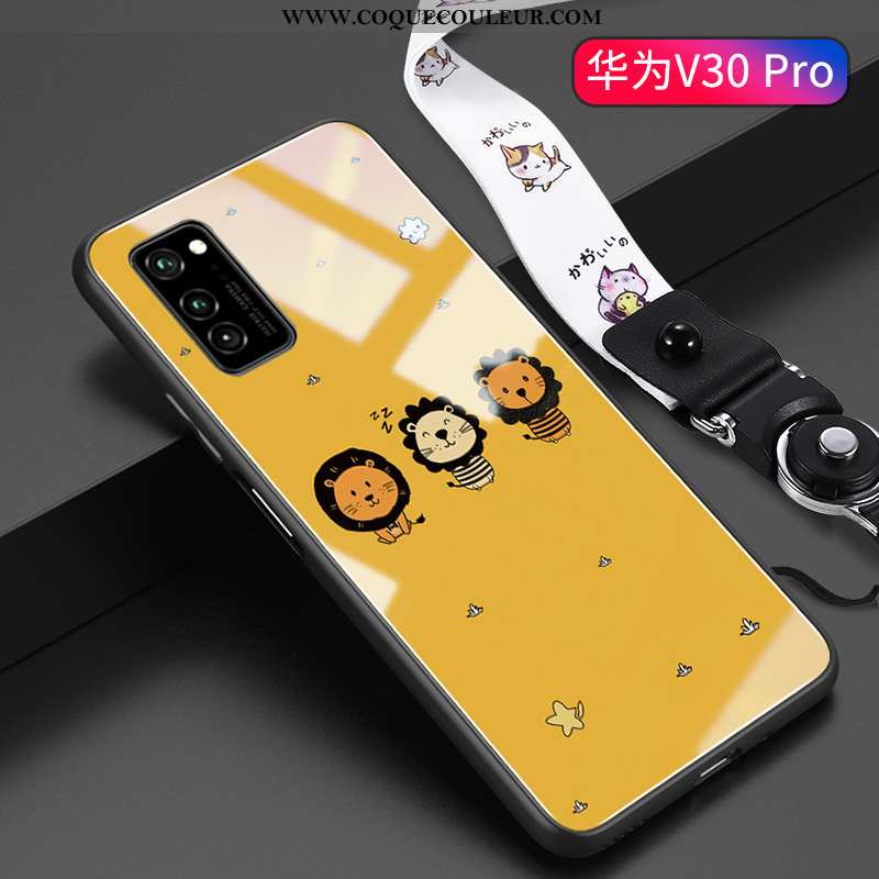 Coque Honor View30 Pro Dessin Animé Tout Compris Jaune, Housse Honor View30 Pro Charmant Verre Jaune