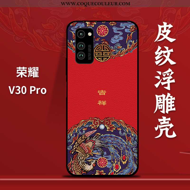 Étui Honor View30 Pro Gaufrage Modèle Fleurie Ornements Suspendus, Coque Honor View30 Pro Tendance Q