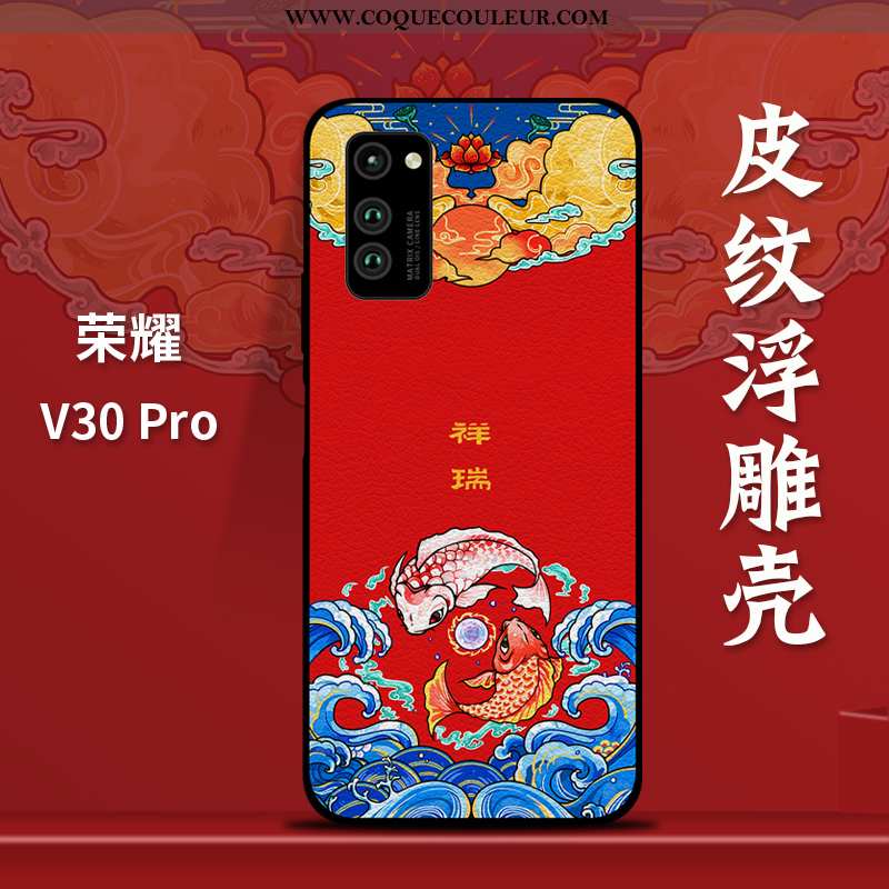 Étui Honor View30 Pro Gaufrage Modèle Fleurie Ornements Suspendus, Coque Honor View30 Pro Tendance Q