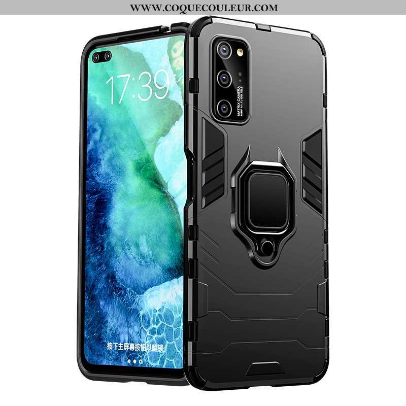 Coque Honor View30 Pro Personnalité Support Noir, Housse Honor View30 Pro Créatif Délavé En Daim Noi