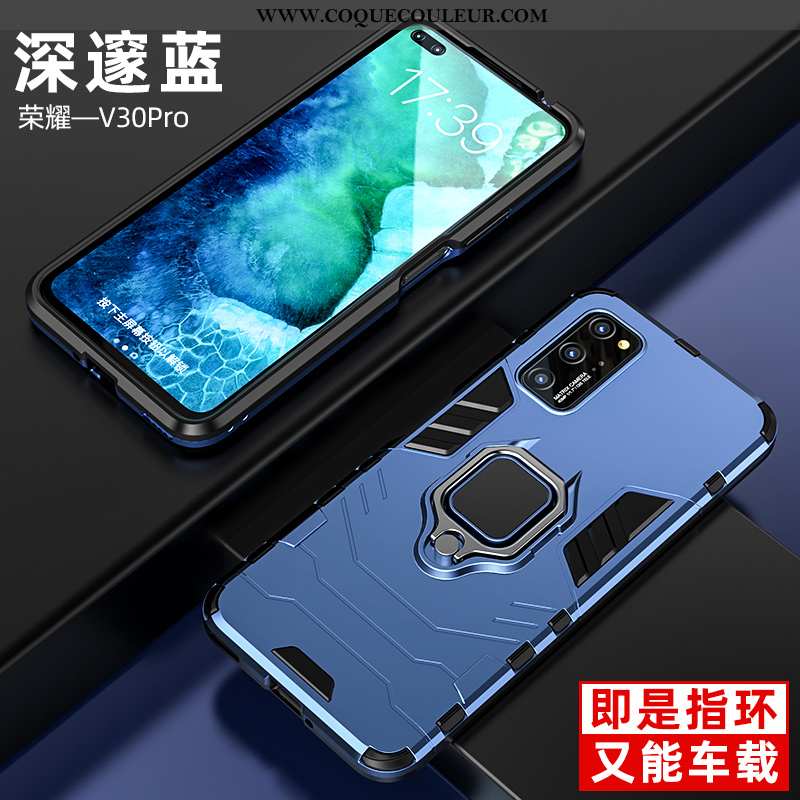 Coque Honor View30 Pro Personnalité Support Noir, Housse Honor View30 Pro Créatif Délavé En Daim Noi