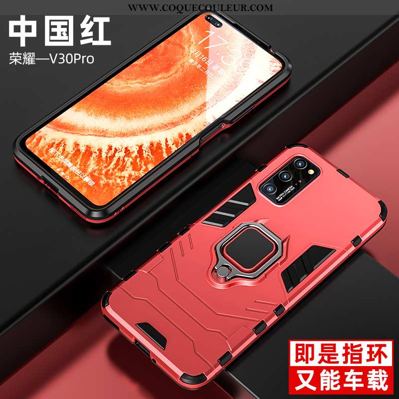 Coque Honor View30 Pro Personnalité Support Noir, Housse Honor View30 Pro Créatif Délavé En Daim Noi