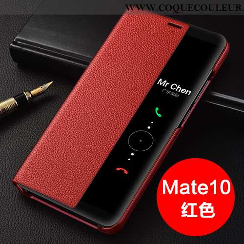 Housse Huawei Mate 10 Protection Coque Clamshell, Étui Huawei Mate 10 Cuir Incassable Noir